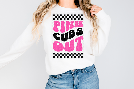 Cubs Checkered Pink Out DTF Transfer