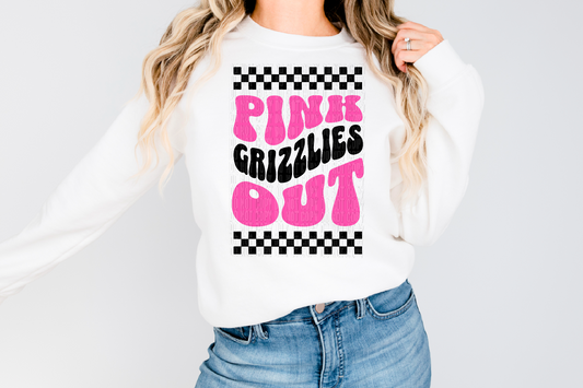 Grizzlies Checkered Pink Out DTF Transfer