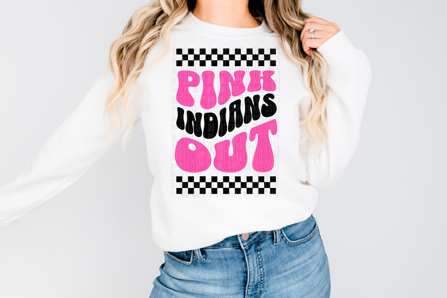 Indians Checkered Pink Out DTF Transfer