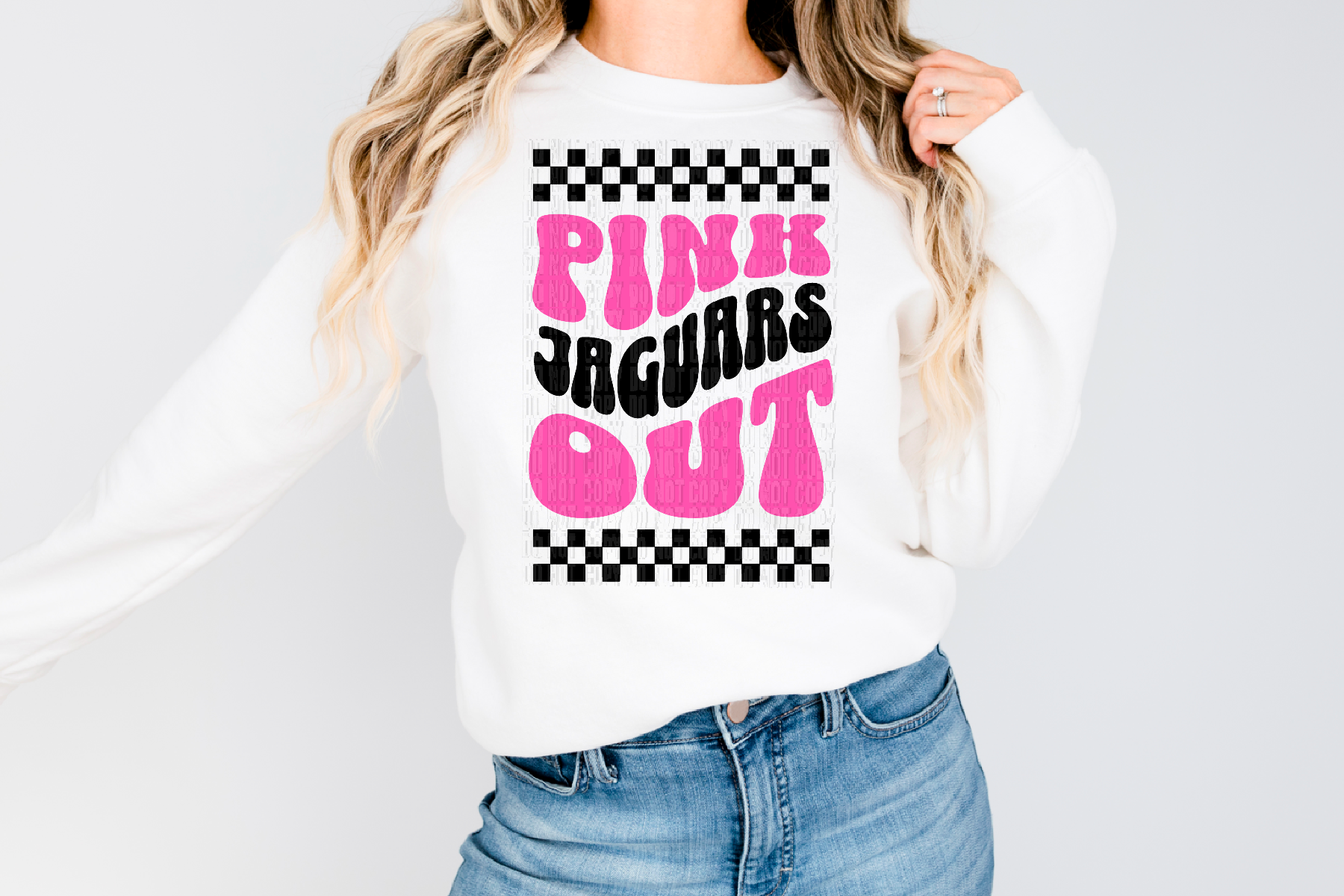Jaguars Checkered Pink Out DTF Transfer