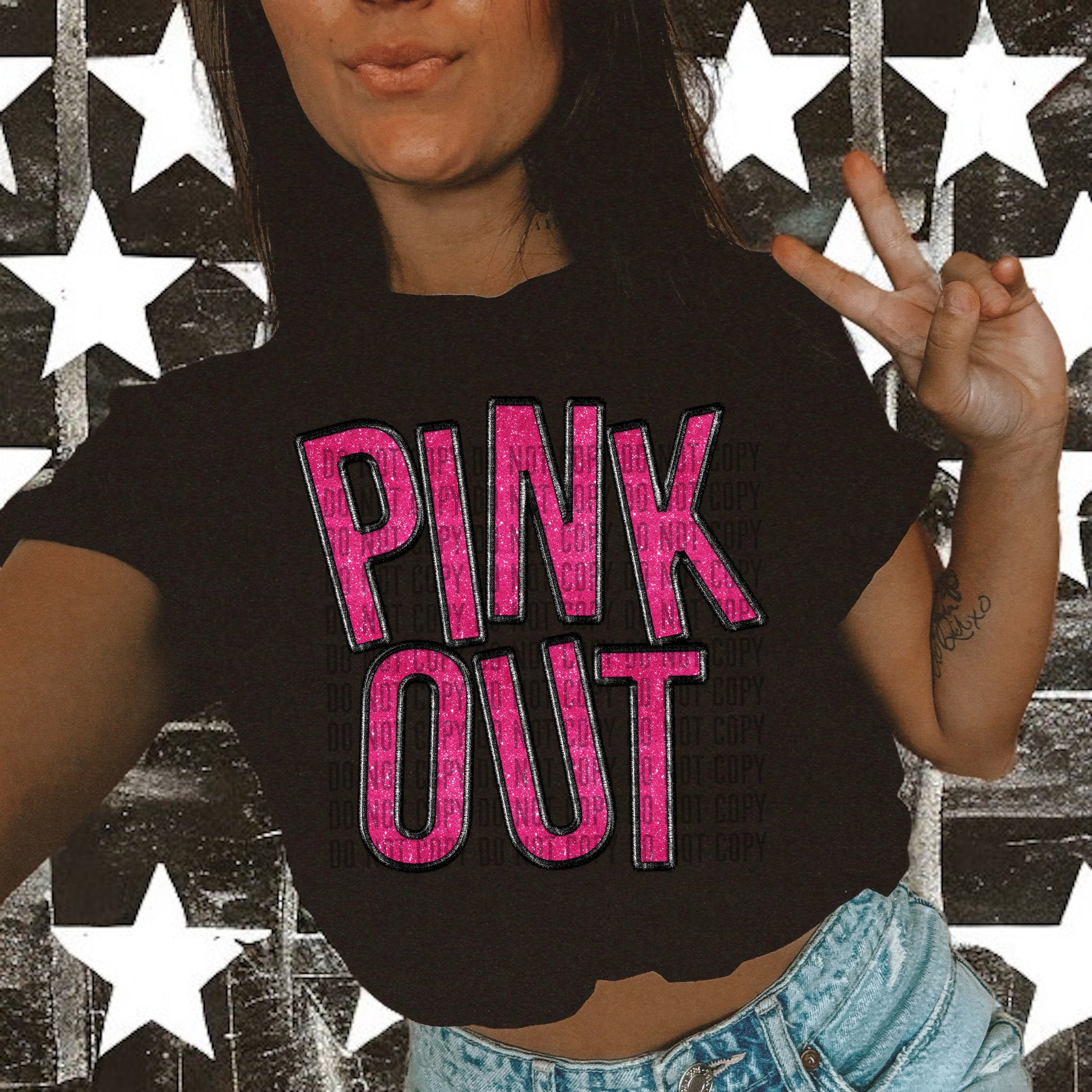 Pink Out Faux Embroidery DTF Transfer