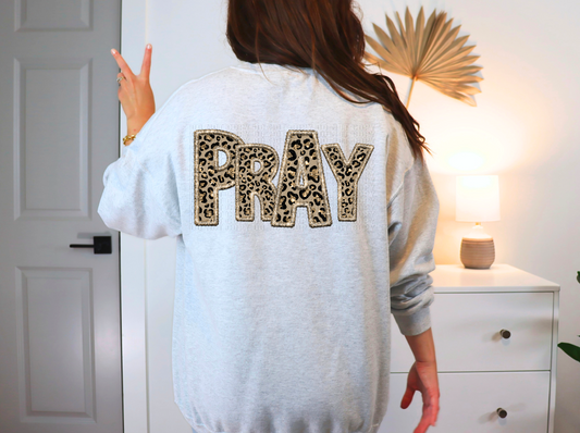 Pray Sparkly Cheetah Faux DTF Transfer