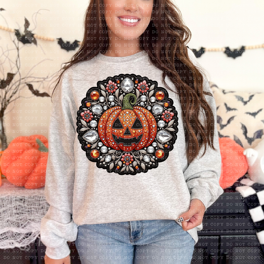 Pumpkin Sequined Circle DTF Transfer