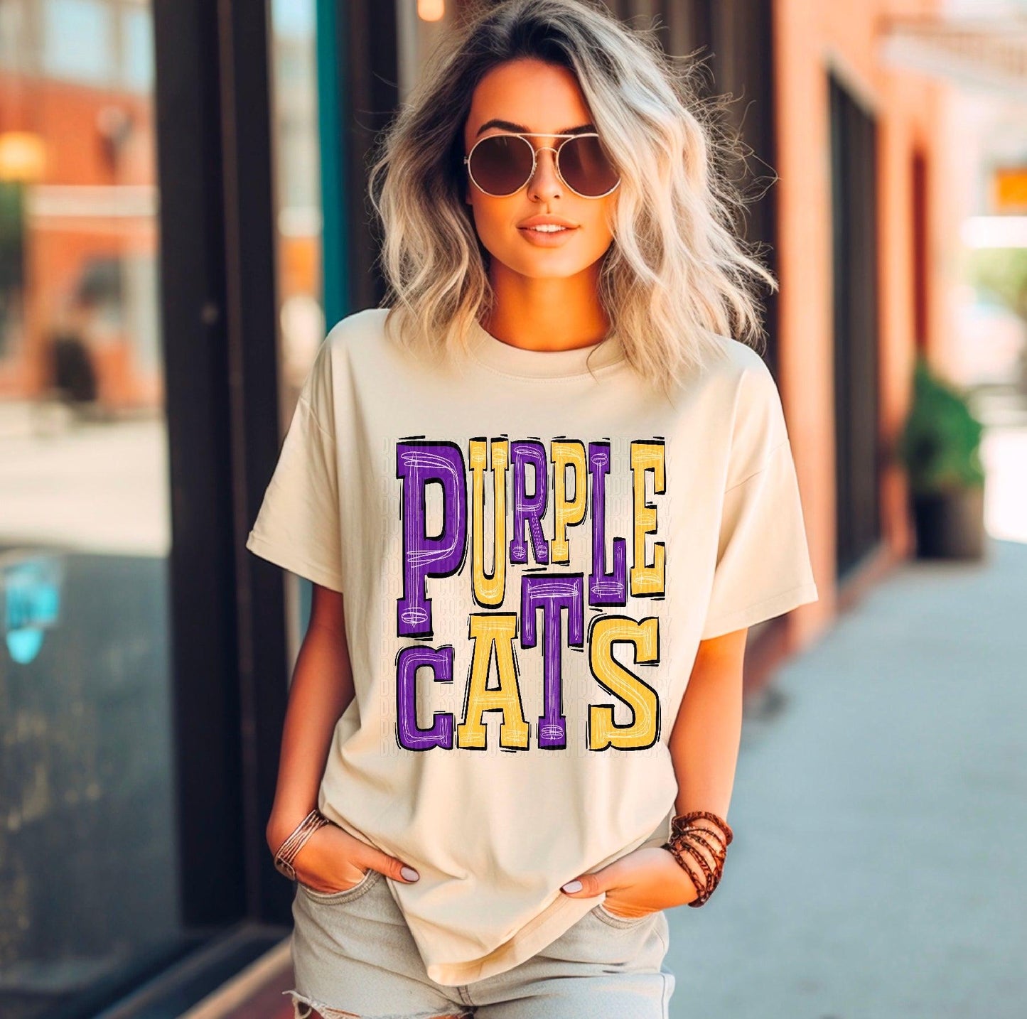 Purple Cats Purple/Yellow Gold DTF Transfer