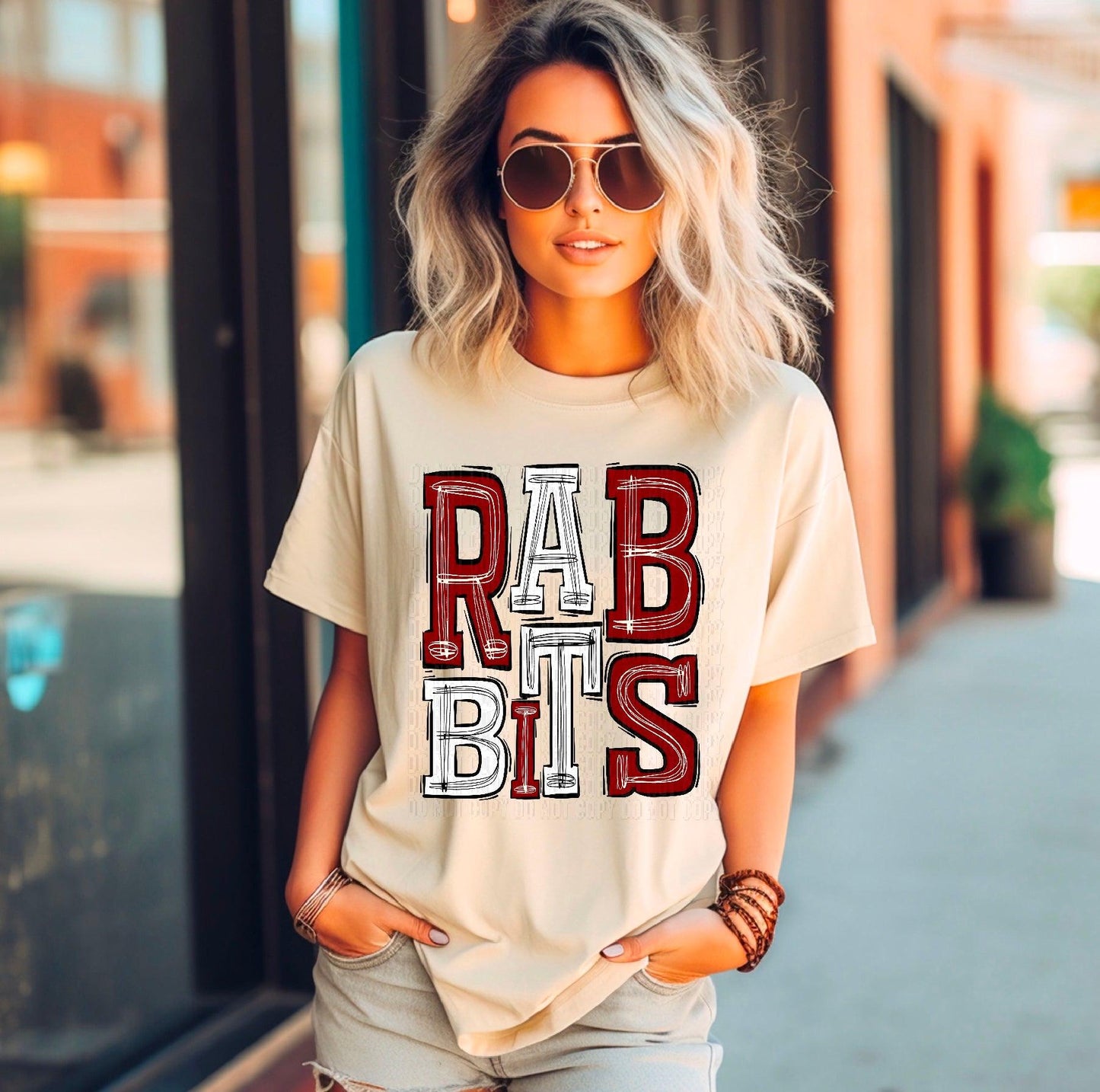 Rabbits Maroon/White DTF Transfer