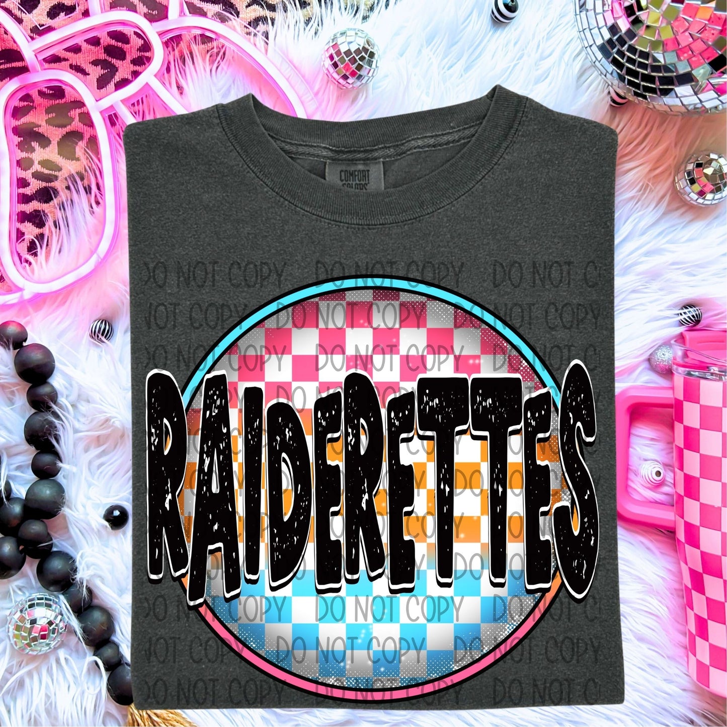 Neon Checkered Mascots DTF Transfer