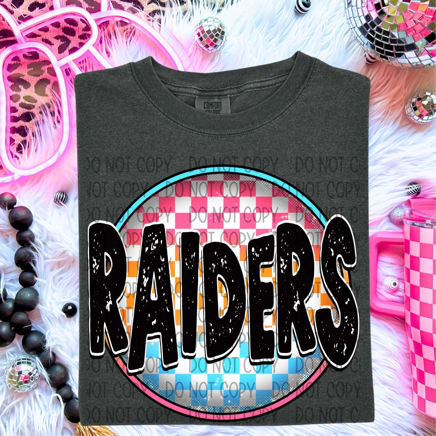 Neon Checkered Mascots DTF Transfer
