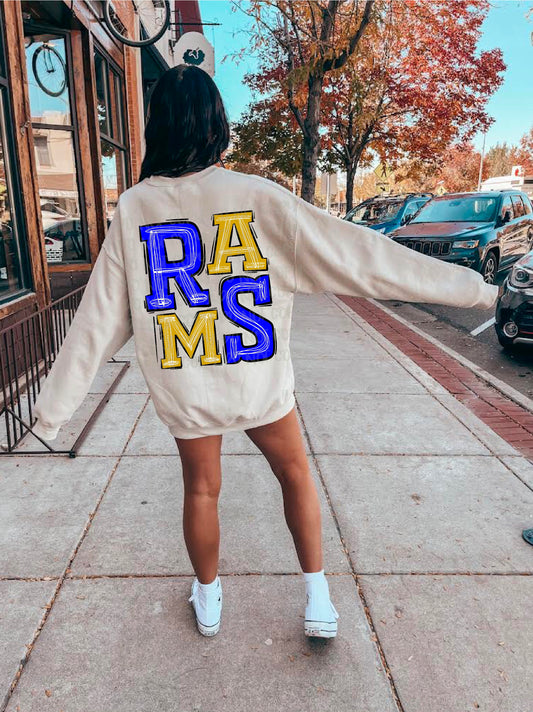 Rams Royal Blue/ Yellow DTF Transfer