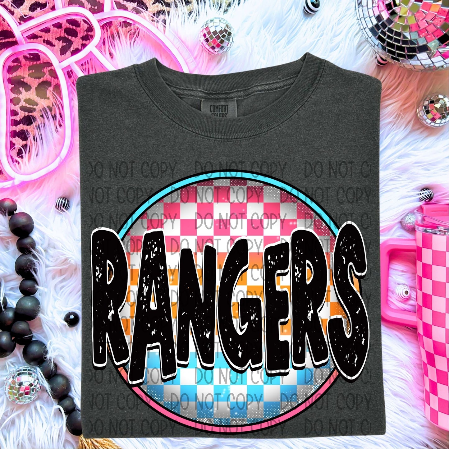 Neon Checkered Mascots DTF Transfer