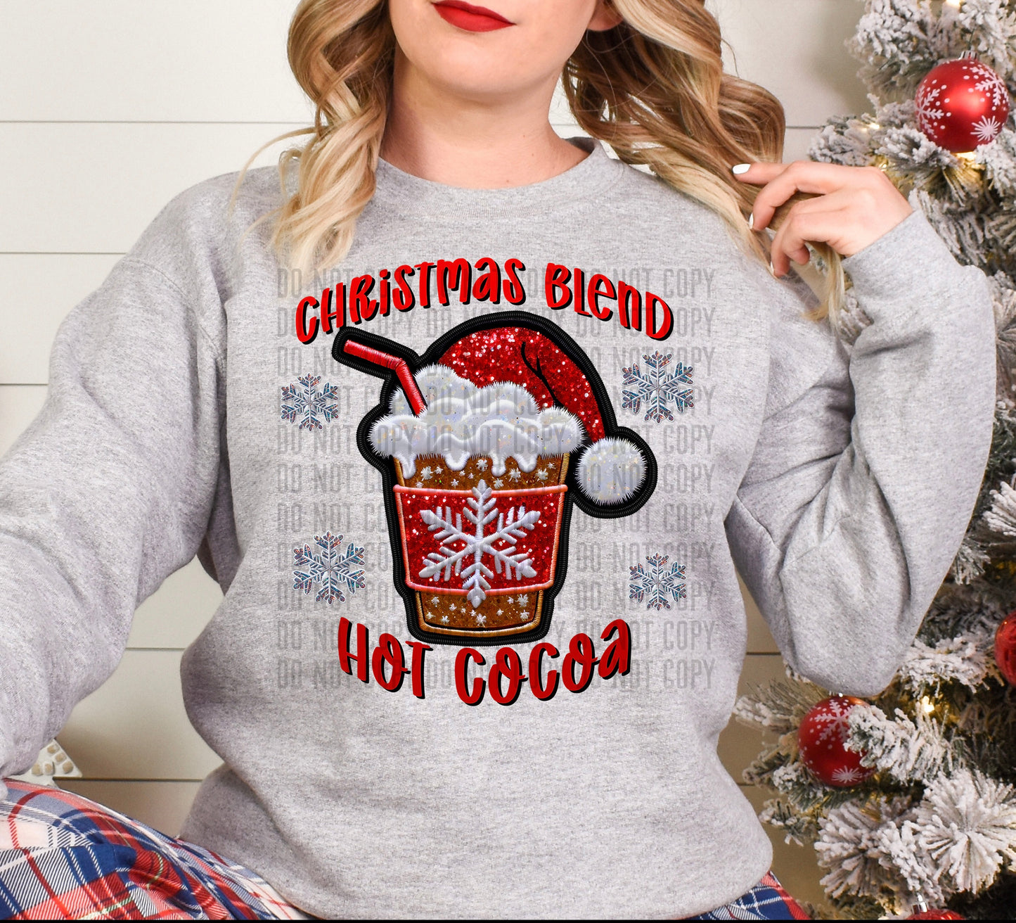 Christmas Blend Hot Cocoa Red DTF Transfer