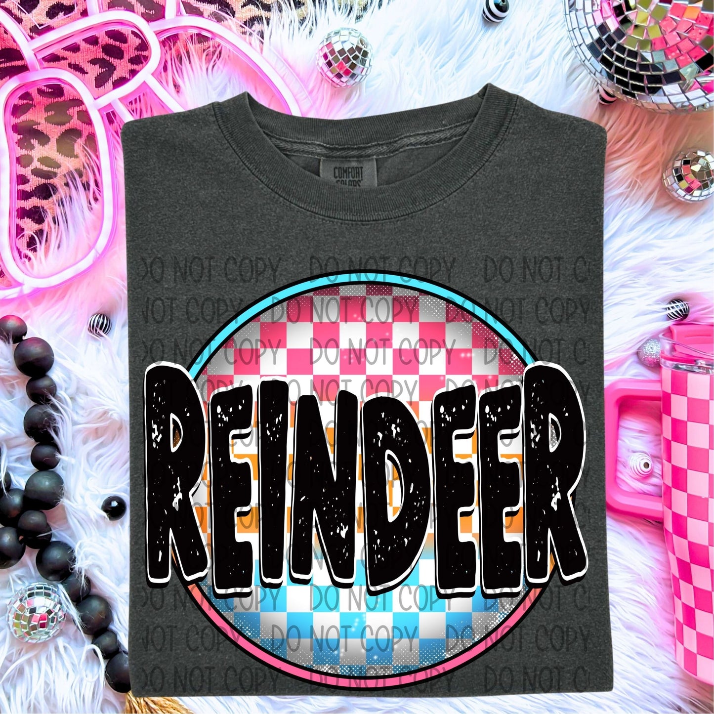 Neon Checkered Mascots DTF Transfer