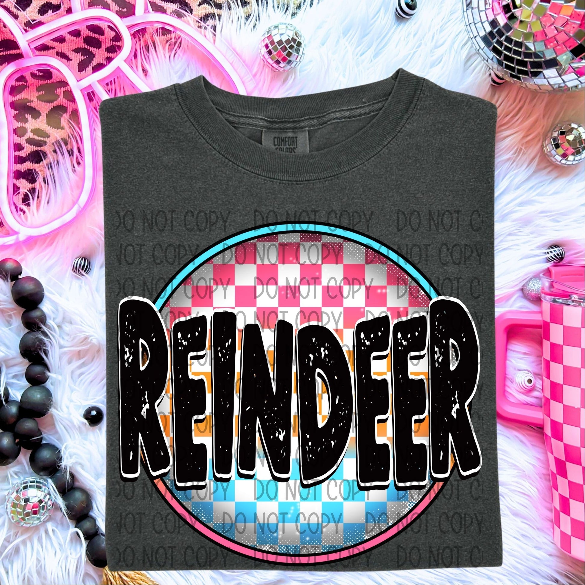 Neon Checkered Mascots DTF Transfer