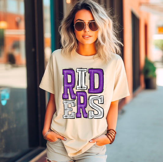 Riders Purple/White DTF Transfer