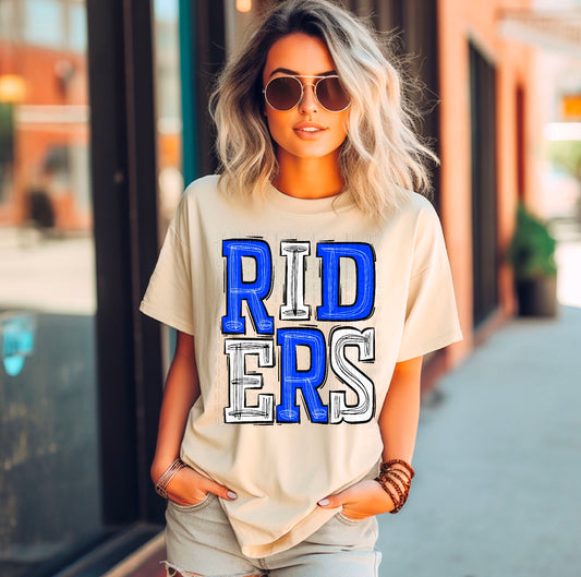 Riders Royal Blue/White DTF Transfer