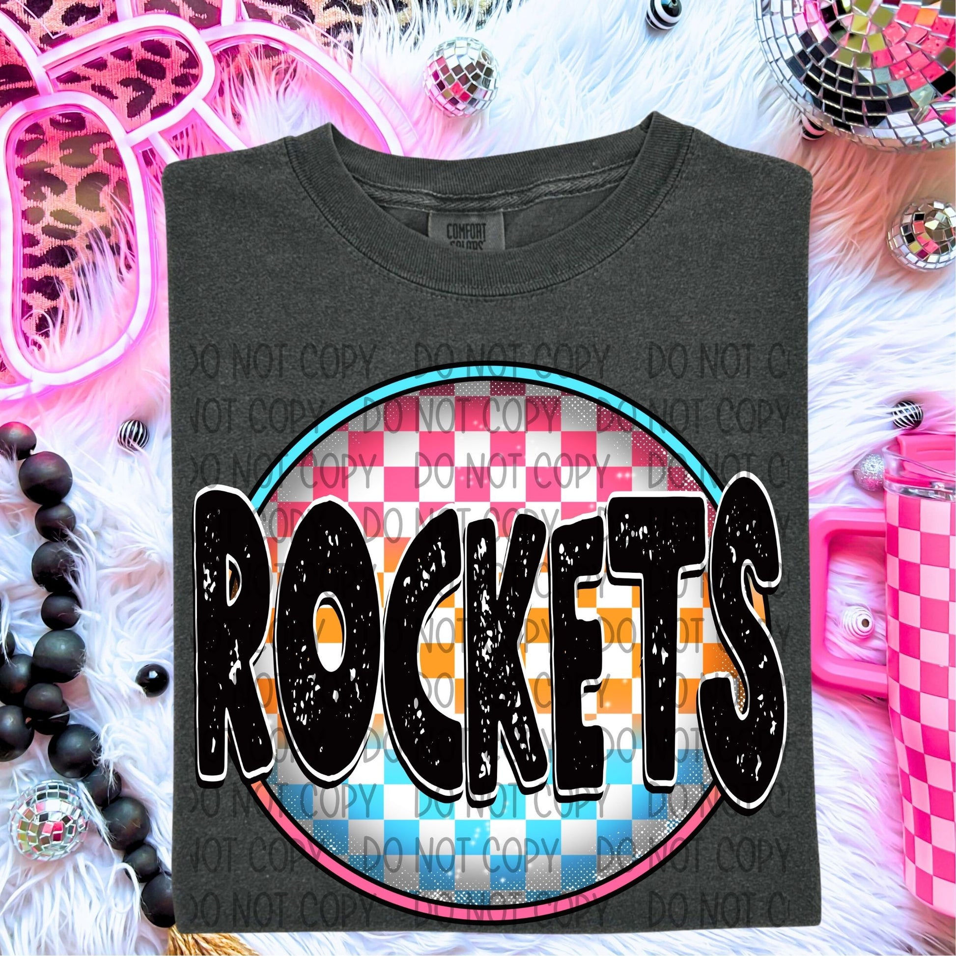 Neon Checkered Mascots DTF Transfer