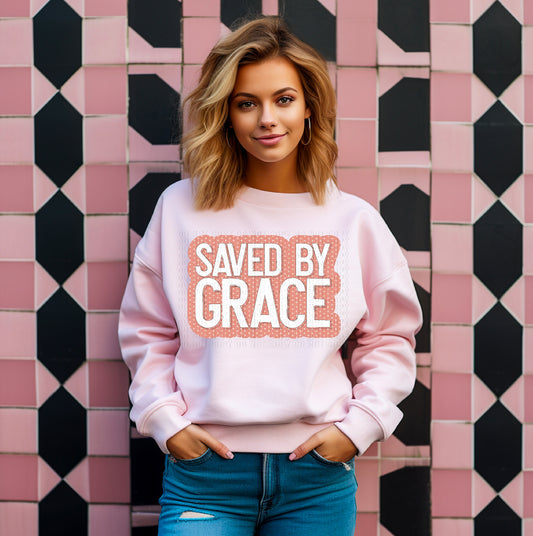 Saved By Grace Pink DTF Transfer