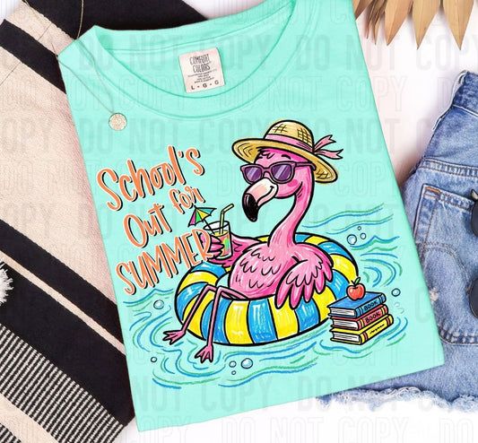 School's Out For The Summer Flamingo DTF Transfer