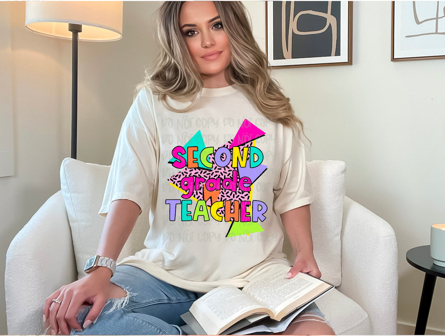 Second Grade Teacher 90s Theme DTF Transfer