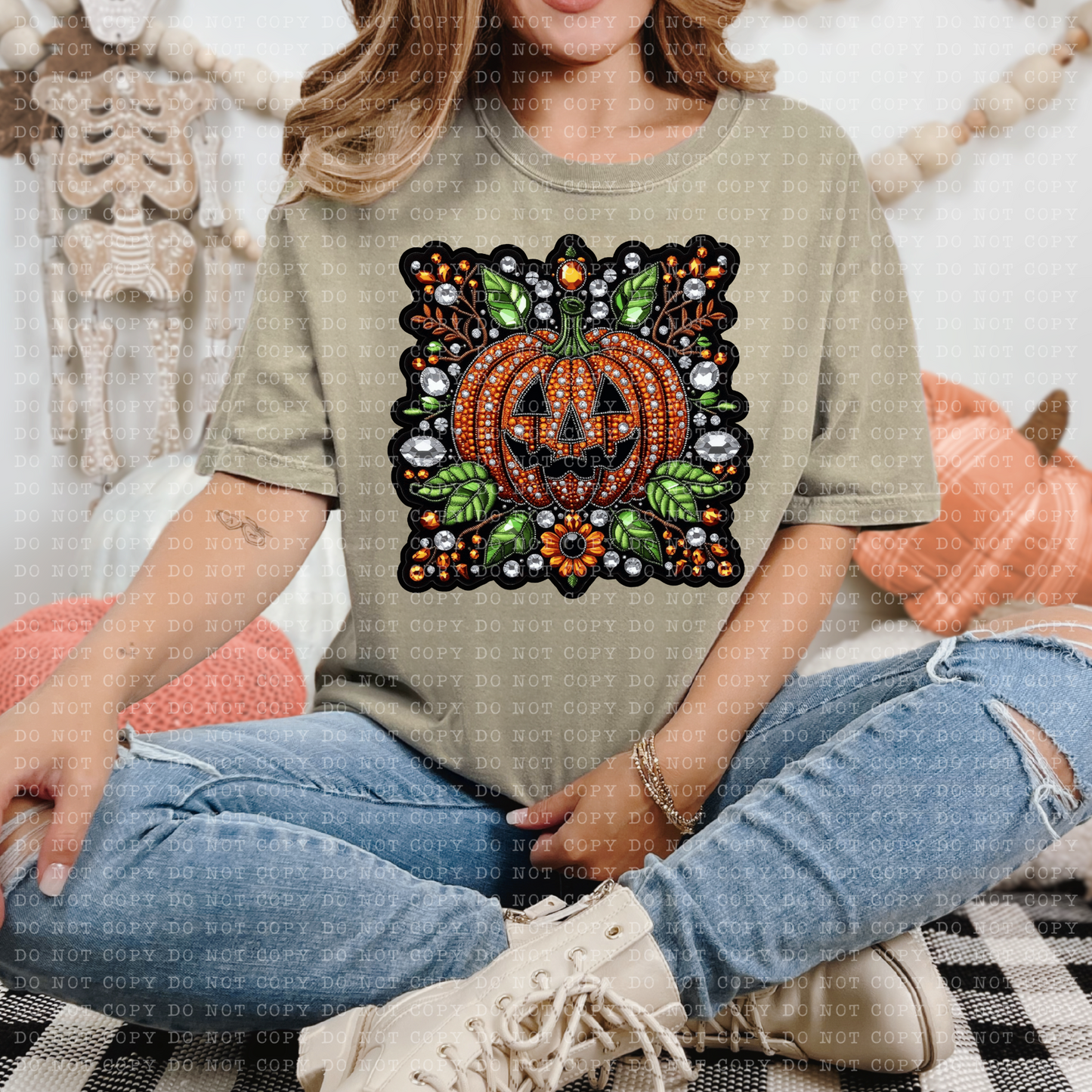 Pumpkin Sequined DTF Transfer