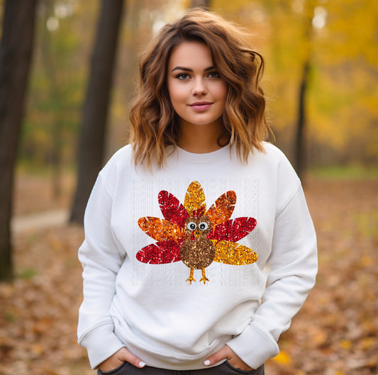 Sequined Faux Turkey DTF Transfer