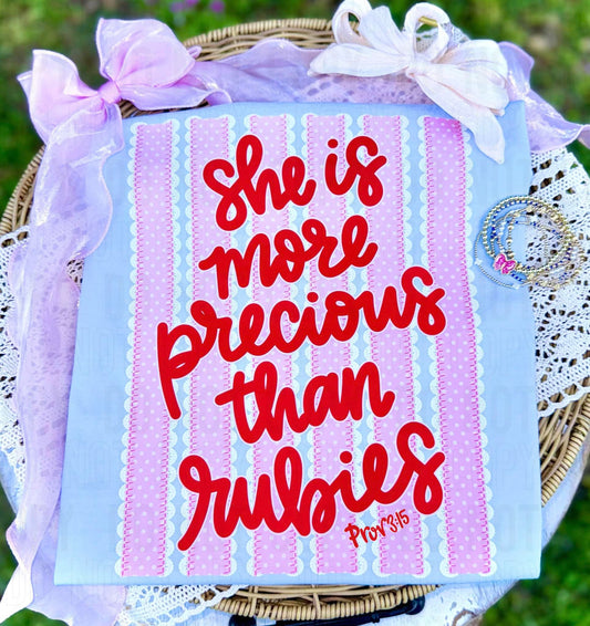 She Is More Precious Than Rubies Stripes DTF Transfer