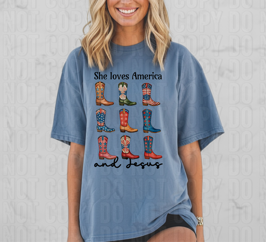 She Loves America And Jesus DTF Transfer
