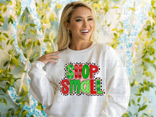 Shop Small Christmas Stripes DTF Transfer