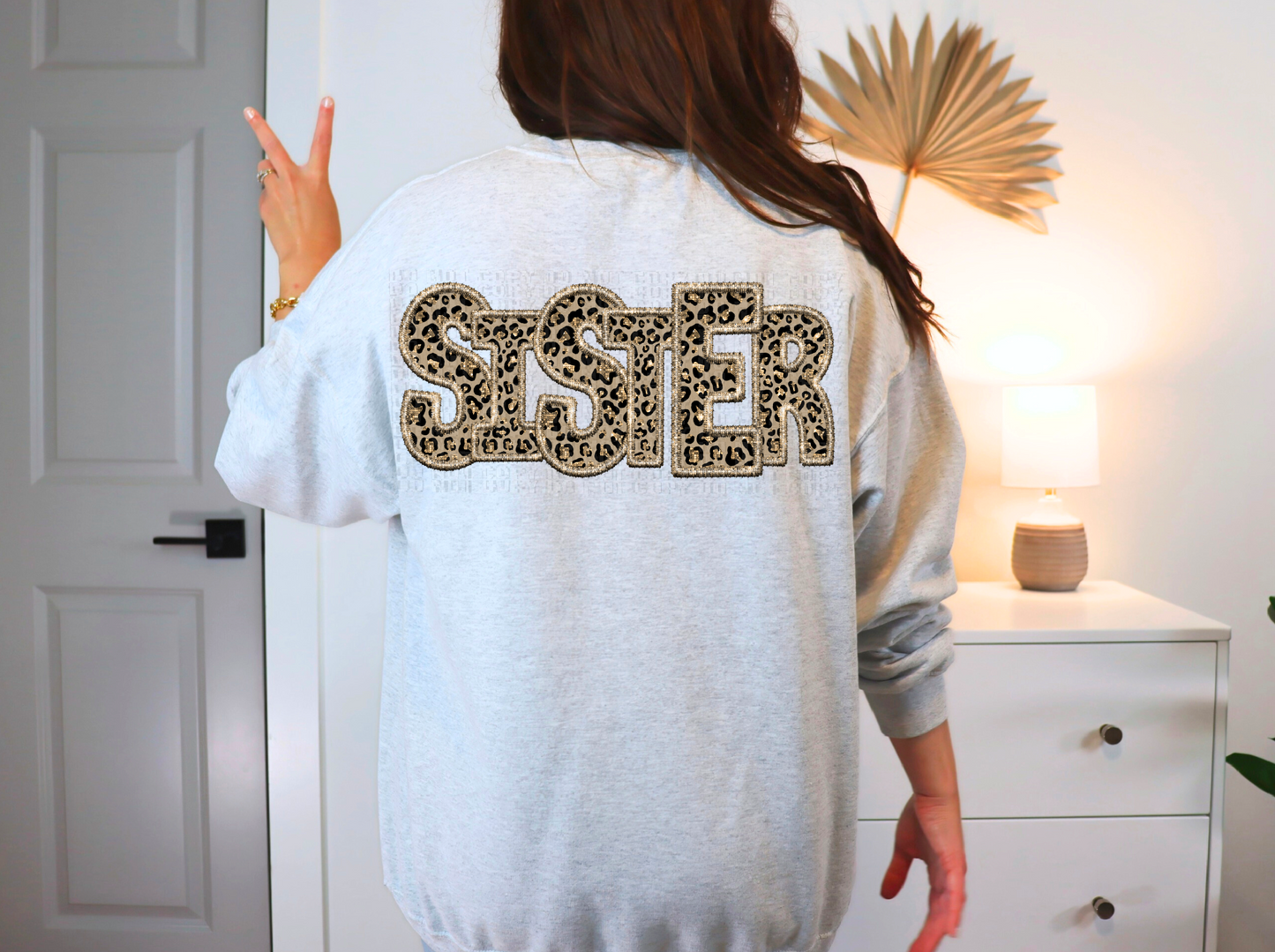 Sister Sparkly Cheetah Faux DTF Transfer