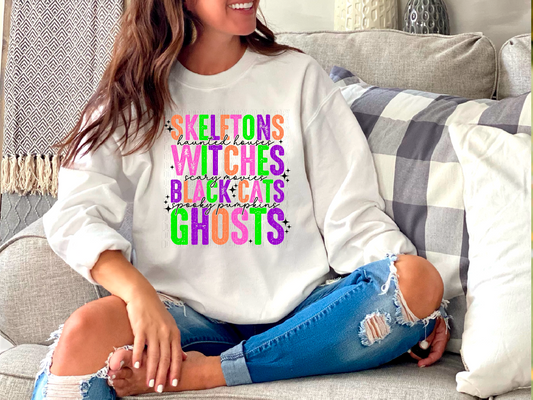 Skeletons Witches Black cats Ghosts DTF Transfer