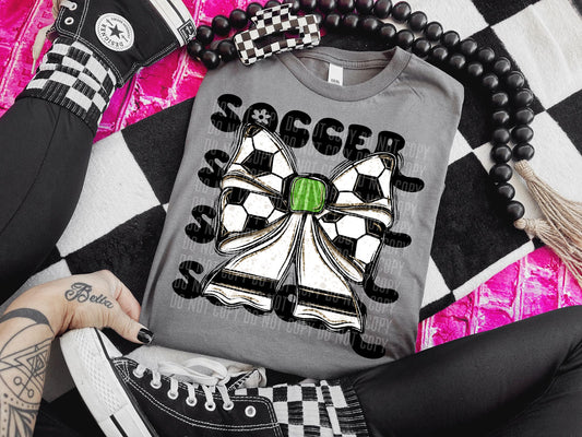 Soccer Bow Stone Stacked DTF Transfer