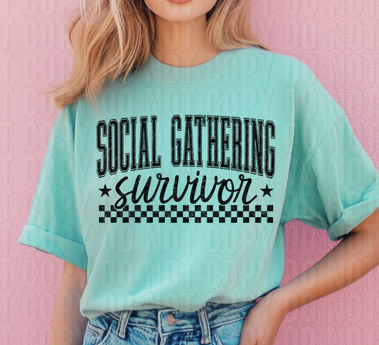 Social Gathering Survivor Black DTF Transfer