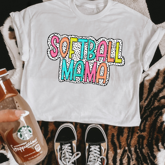 Softball Mama Dalmatian Dots DTF Transfer