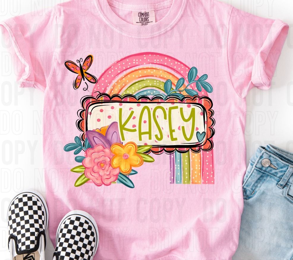 Spring Rainbow Name Plate Custom Name DTF Transfer