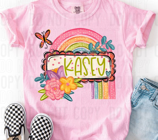 Spring Rainbow Name Plate Custom Name DTF Transfer