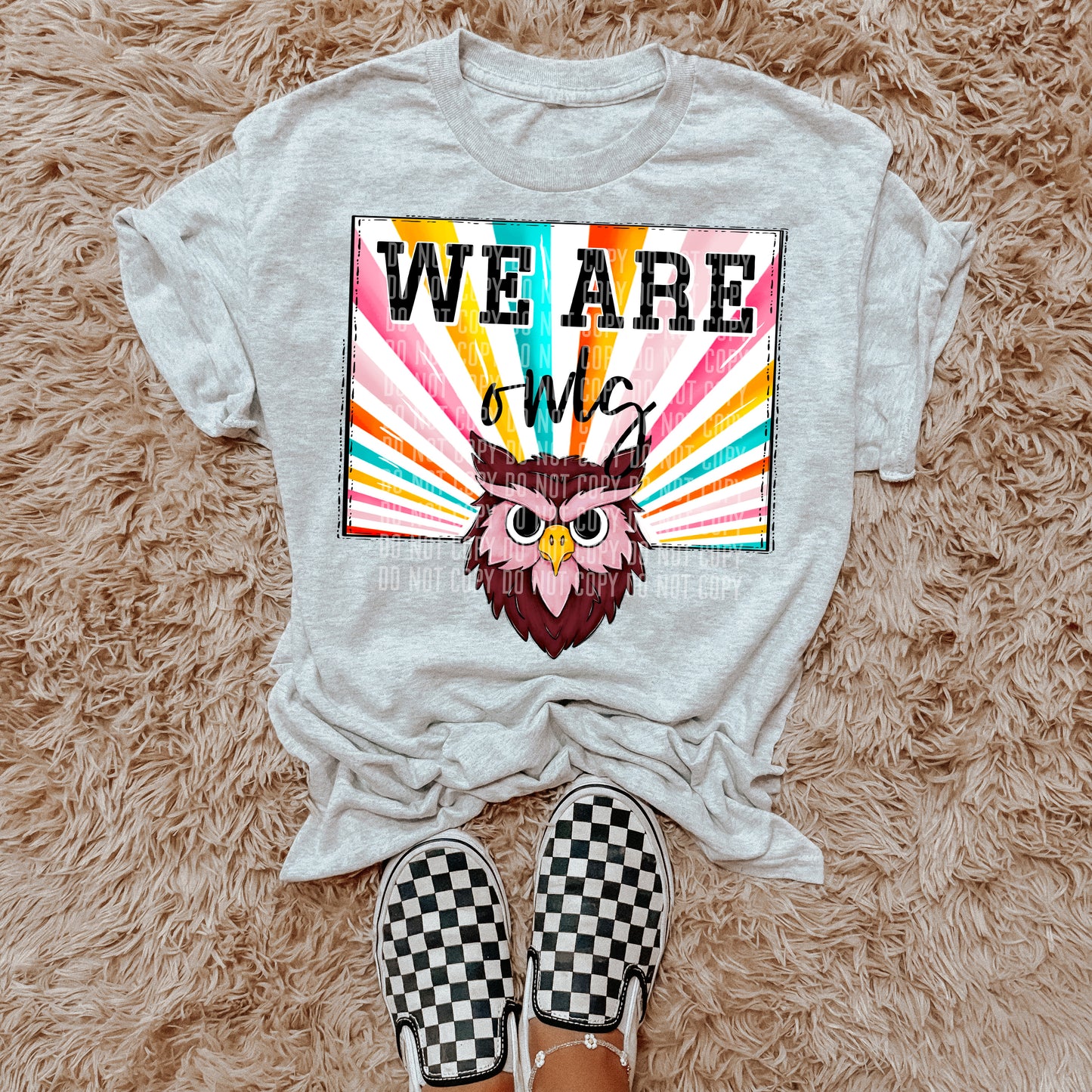 We Are Owls Maroon Starburst Mascot DTF Transfer