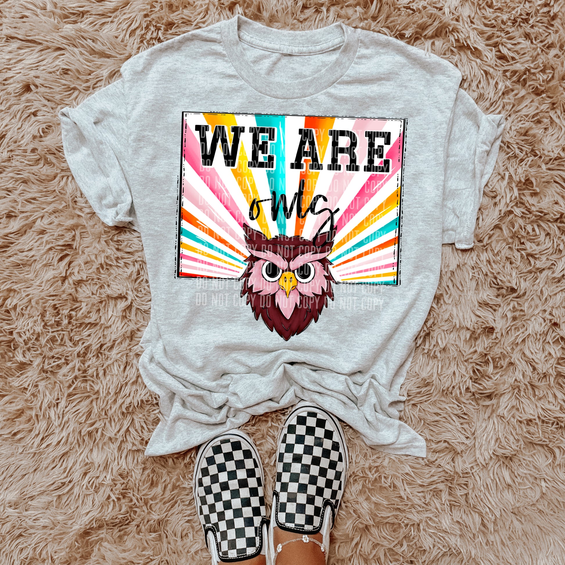 We Are Owls Maroon Starburst Mascot DTF Transfer