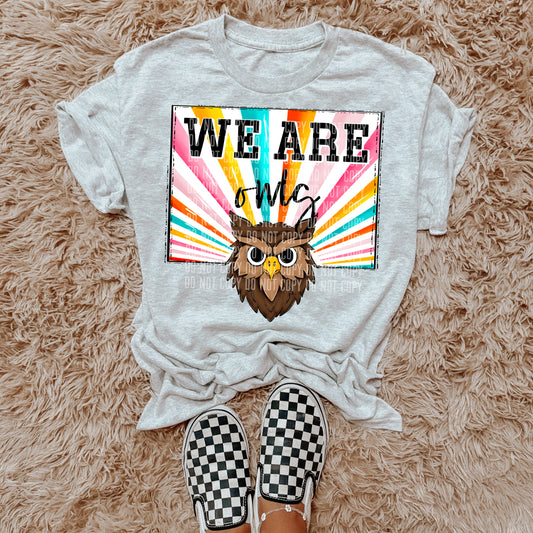 We Are Owls Brown Starburst Mascot DTF Transfer