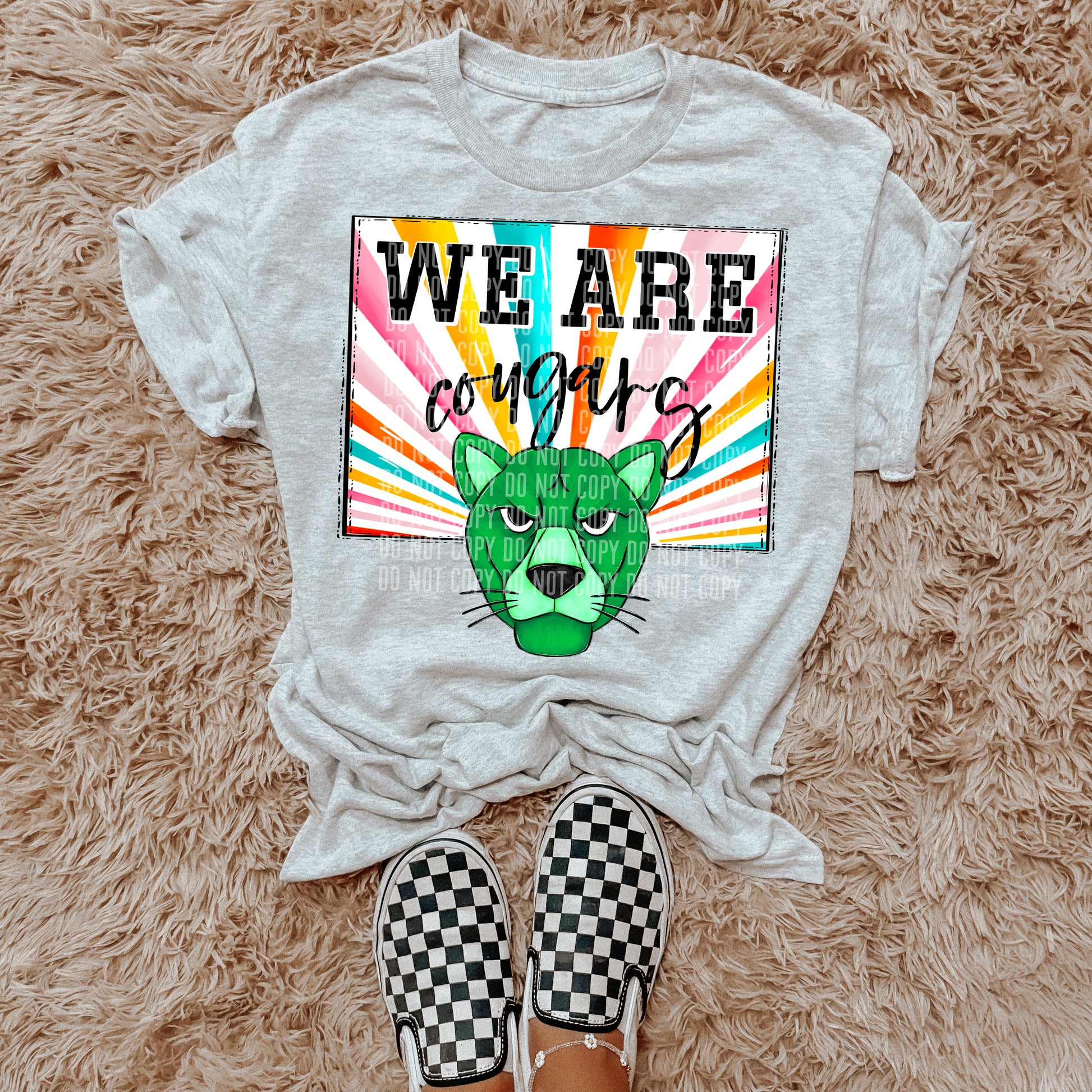 We Are Cougars Green Starburst Mascot DTF Transfer