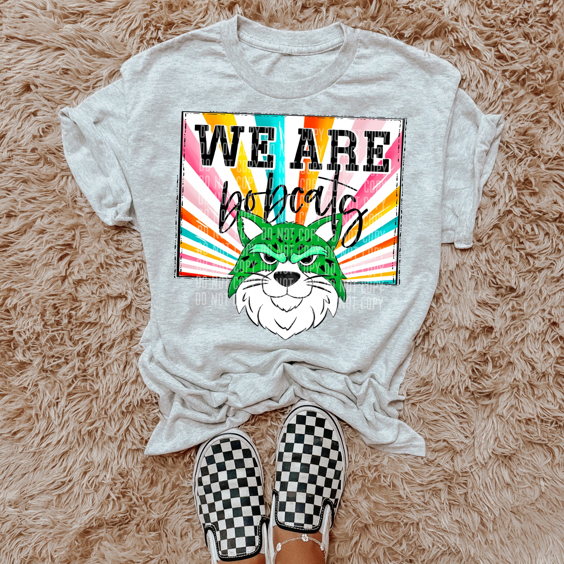 We Are Bobcats Green Starburst Mascot DTF Transfer