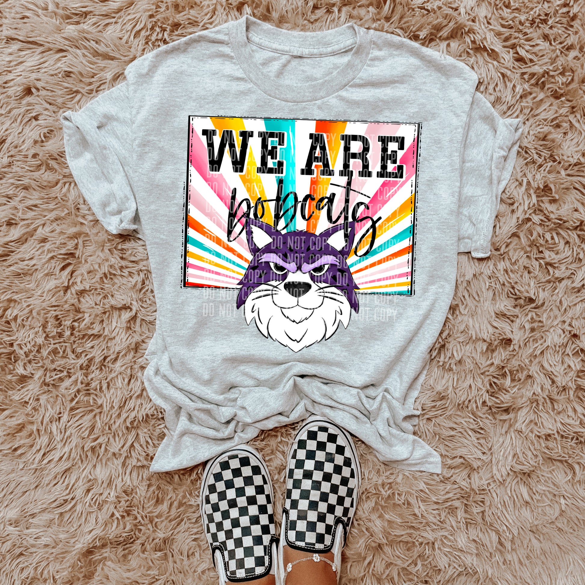 We Are Bobcats Purple Starburst Mascot DTF Transfer