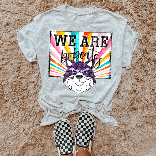 We Are Bobcats Purple Starburst Mascot DTF Transfer