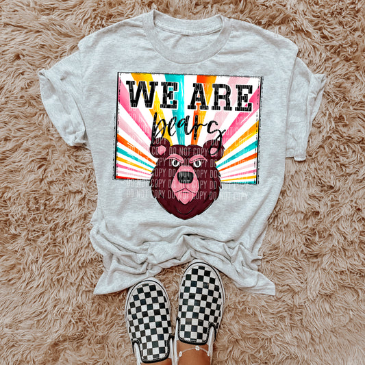 We Are Bears Maroon Starburst Mascot DTF Transfer