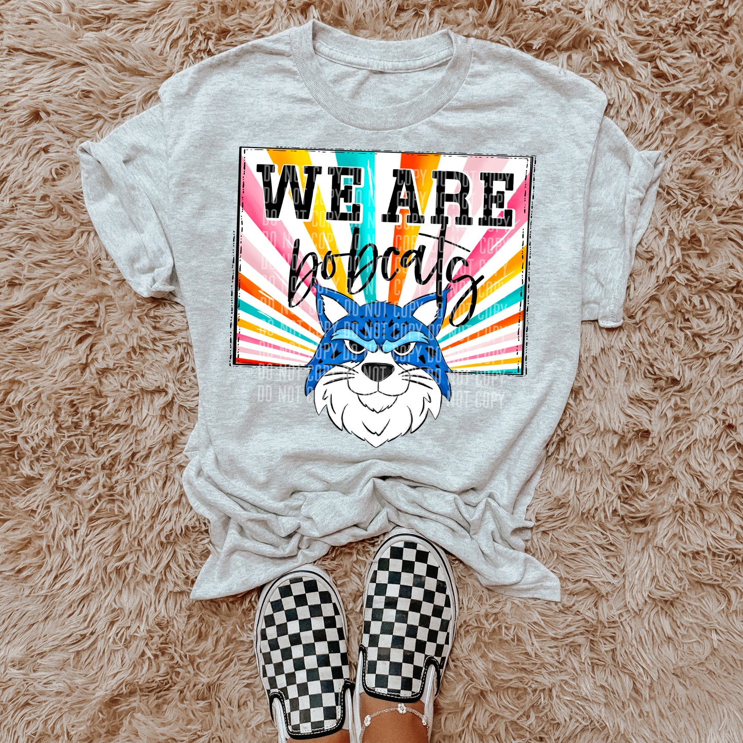 We Are Bobcats Blue Starburst Mascot DTF Transfer