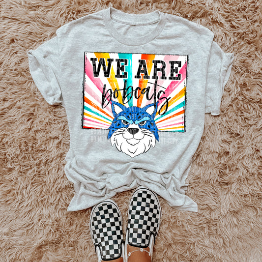 We Are Bobcats Blue Starburst Mascot DTF Transfer