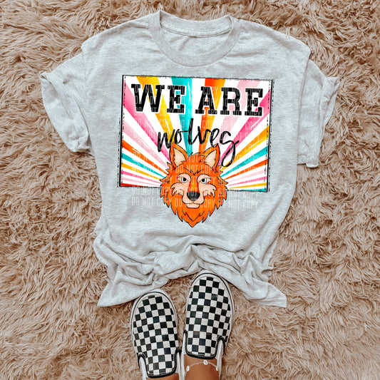 We Are Wolves Orange Starburst Mascot DTF Transfer