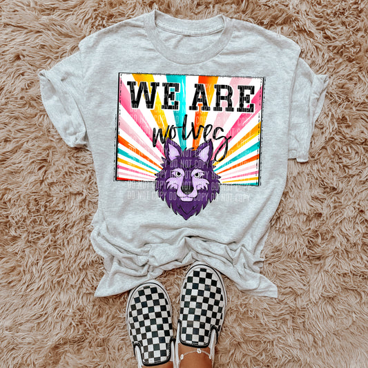 We Are Wolves Purple Starburst Mascot DTF Transfer