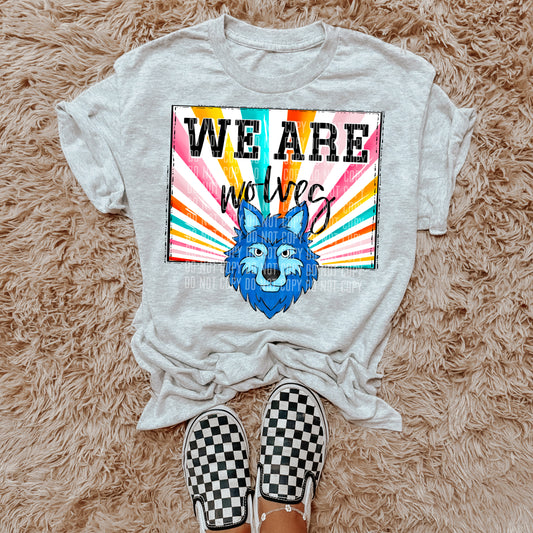 We Are Wolves Blue Starburst Mascot DTF Transfer