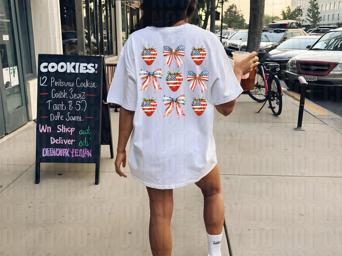 Patriotic Strawberries & Flag Bows DTF Transfer