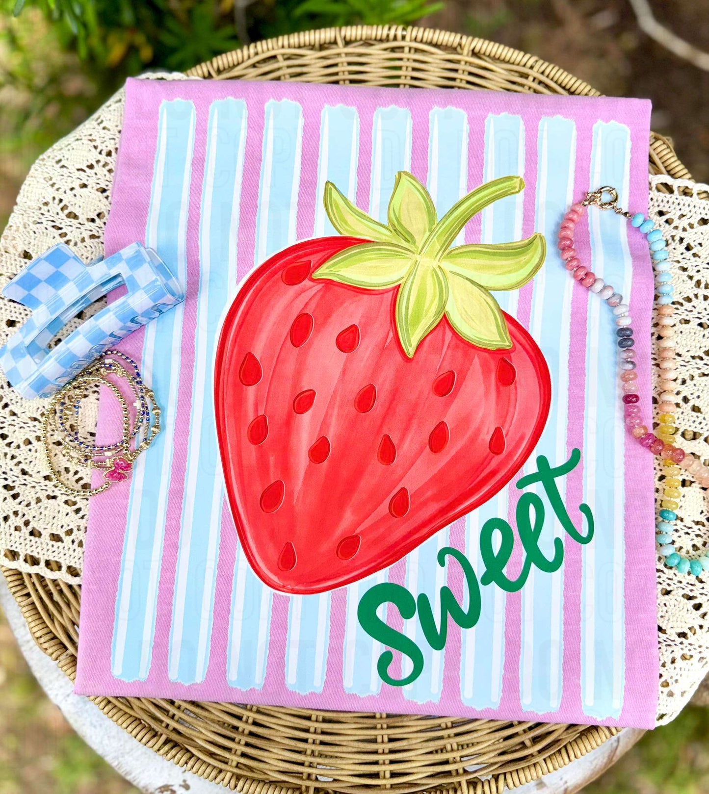 Strawberry Sweet Stripes Comfort Color Tee