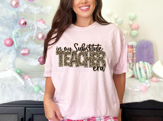 Sub Teacher Era Sparkly Cheetah DTF Transfer